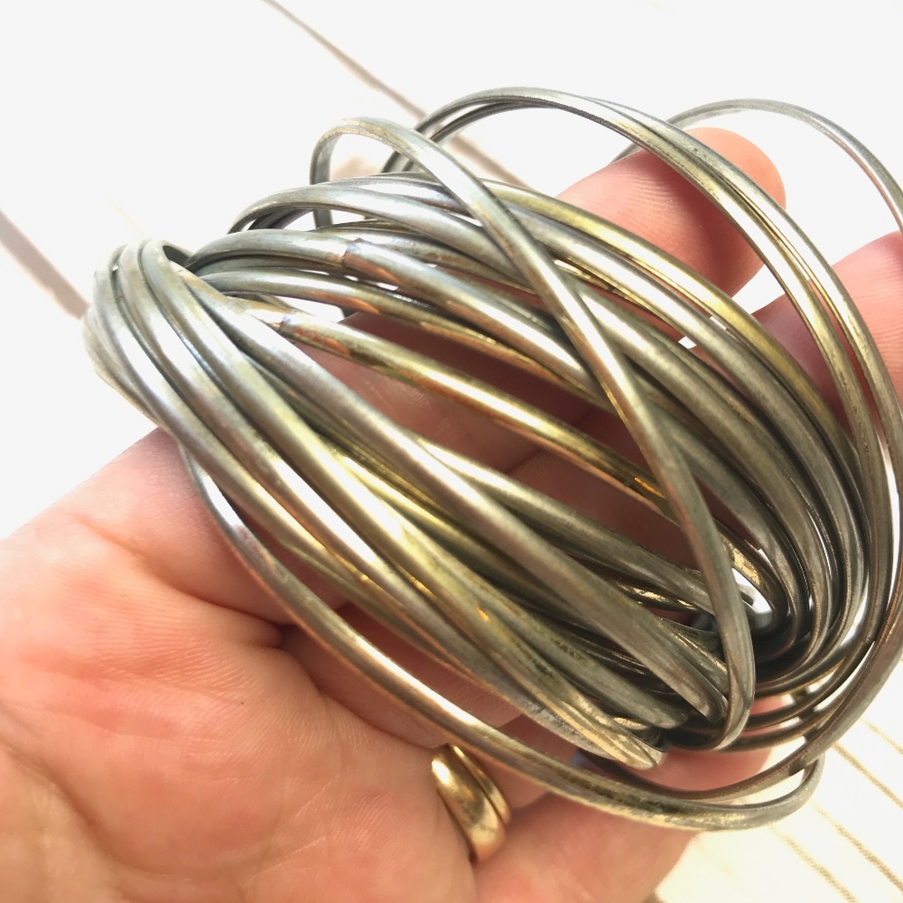 Silver Many Bangle Stack Boho Infinity Bracelet - image 1